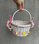 Білий Дитячий пасхальний кошик з зайчиками для дівчаток, фото 8