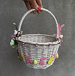 Білий Дитячий пасхальний кошик з зайчиками для дівчаток, фото 9