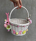 Білий Дитячий пасхальний кошик з зайчиками для дівчаток, фото 7