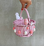 Дитячий рожевий пасхальний кошик для дівчаток, фото 2