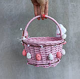 Дитячий рожевий пасхальний кошик для дівчаток, фото 8
