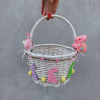 Білий Дитячий пасхальний кошик з зайчиком для дівчаток