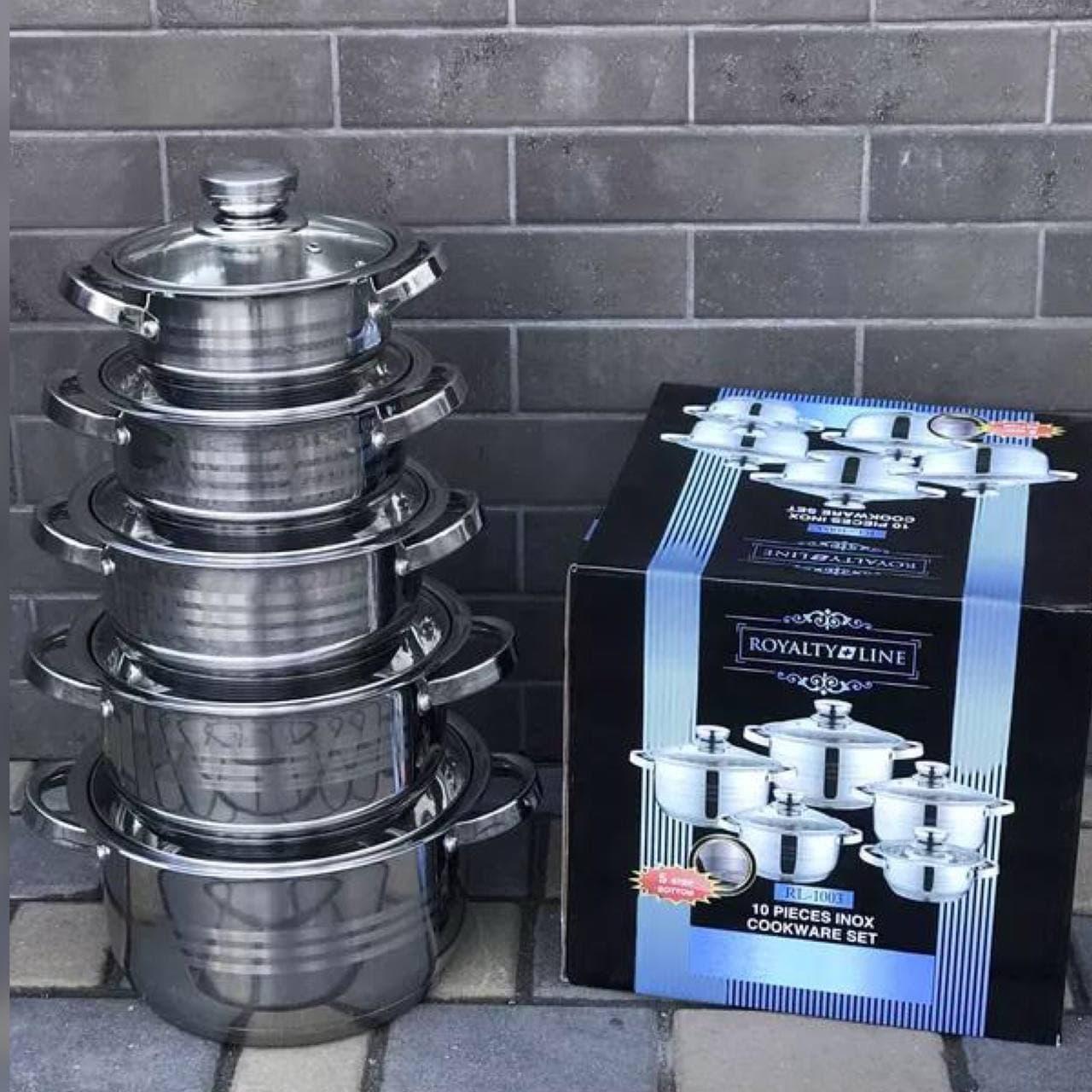 Набір кухонного посуду з неіржавкої сталі 10 предметів Edenberg RL-1003 Набір каструль із товстим дном