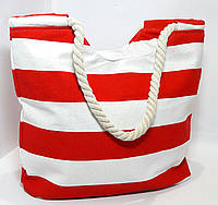 Пляжная сумка текстильная летняя красная полоса