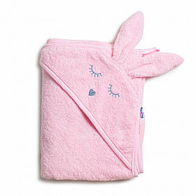 Рушник Twins Rabbit 100x100 капюшон з вушками, pink