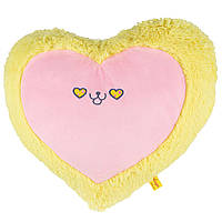 Подушка сердце кот желто-розовая 43см Мягкая игрушка валентинка сердце Kidsqo KD657