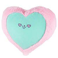Подушка сердце кот розово-мятная 43см Мягкая игрушка валентинка сердце Kidsqo KD656