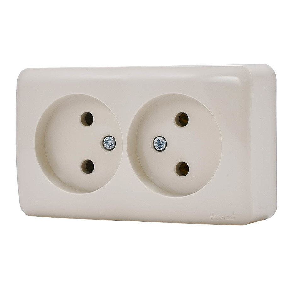 VIOLA КРЕМ Розетка подвійна б/з в закритому корпусі (12шт./уп.) (арт. 751-0300-128B), фото 1