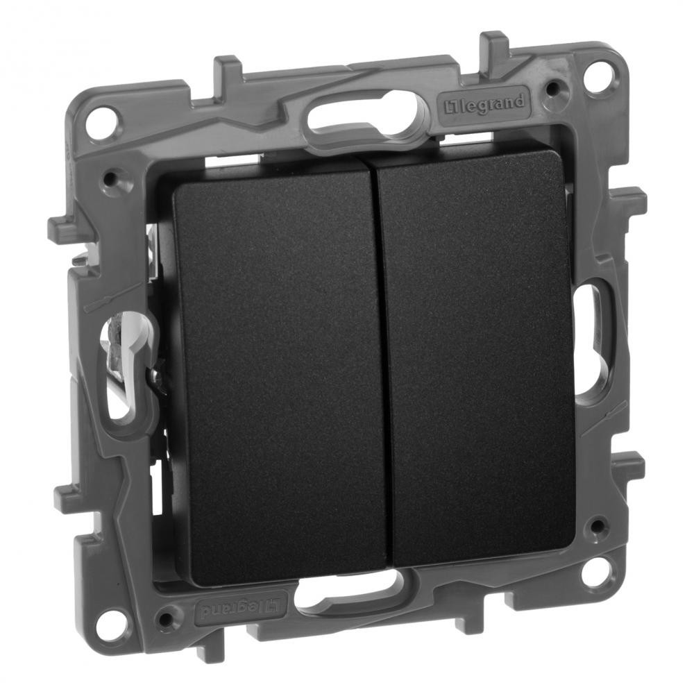 Вимикач 2-кл.  прохідний  ETIKA Антрацит (арт. 672612), фото 1