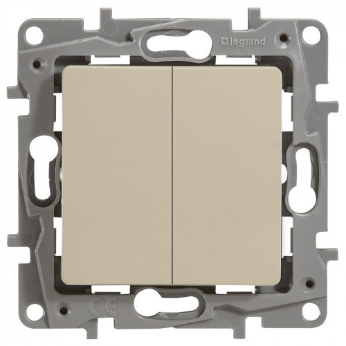 Вимикач 2-кл.  ETIKA сл. кістка (арт. 672302), фото 1