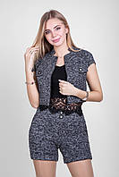 Костюм жіночий трикотажний буклє з шортами теплий комплект 46 сірий