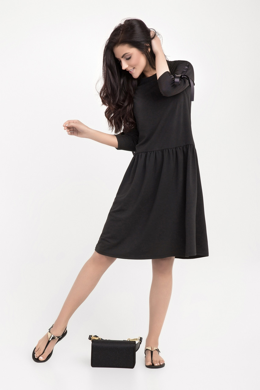 Сукня жіноча плаття коротка рукав 3/4 чорна, фото 1