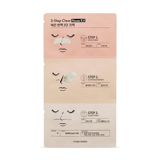 Etude House 3-Step Clear Nose Kit Набор для очищения чёрных точек