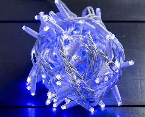 Гірлянда 100LED 10м (контрол.220V) (БП) Синій, Новорічна бахрама, Світлодіодна гірлянда, Вулична гірлянда