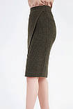 Спідниця вязана на запах коротка на резинці 42-44 хакі, фото 2