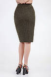 Спідниця вязана на запах коротка на резинці 42-44 хакі, фото 5
