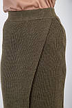 Спідниця вязана на запах коротка на резинці 42-44 хакі, фото 3