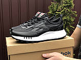 Кросівки чоловічі Reebok шкіряні для бігу сітка чорно-білі, фото 7