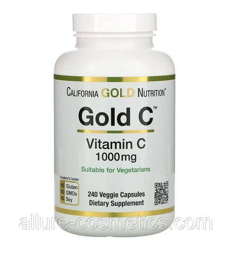 Вітамін C California Gold Nutrition Vitamin C 240 рослинних капсул 1000 мг