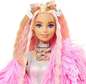 Лялька Барбі Екстра модниця в рожевій шубці Блондинка Barbie Extra Doll #3 in Pink Fluffy Coat, фото 2