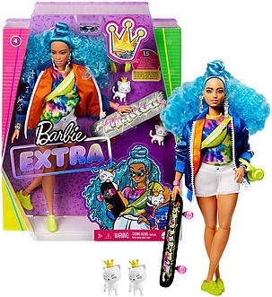 Лялька Барбі Екстра 4 модниця з блакитними волоссям Barbie Extra Doll #4 Curvy GRN30, фото 2