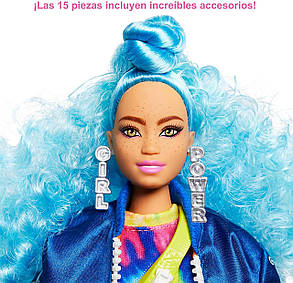 Лялька Барбі Екстра 4 модниця з блакитними волоссям Barbie Extra Doll #4 Curvy GRN30, фото 2