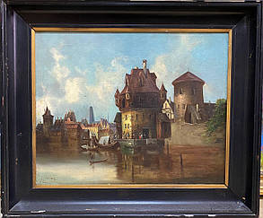 Картина Місто біля моря 19 століття худ. F. Herink, фото 1