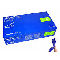Рукавички оглядові нітрилові не припудрені нестерильні S 100 пар сині Nitrilex basic Малайзія