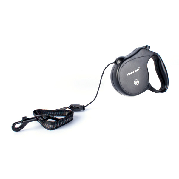 Рулетка Collar control 12 кг 5 м світловідбивна стрічка трос чорний 81101
