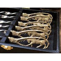 Набор шампуров Люкс Олень в бронзе Nb Art 6 предметов в кейсе 47330026