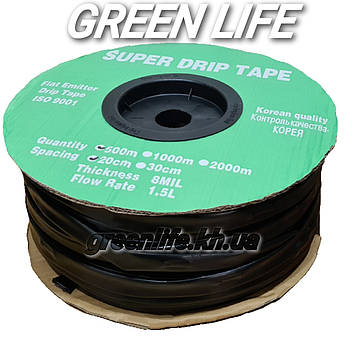 Крапельна стрічка SUPER DRIP TAPE щілина 10 см 8 mil 500 м 1.5 Л/Ч КОРЕЯ