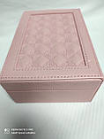Скринька для прикрас шкіряна, рожева, Сундук для біжутерії, Органайзер для коштовностей, фото 5