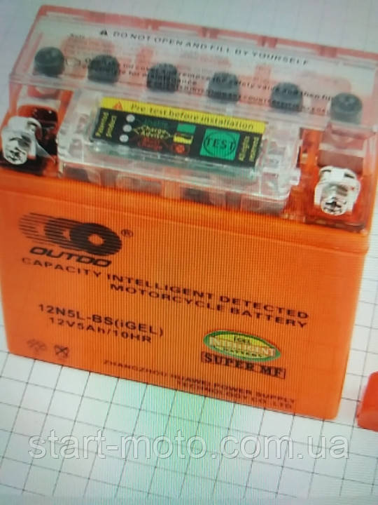 Акумулятор Ява Active 12 V 5 Ah 12N5AL-BS гелевий L120xW60H130 з індикатором фірма OUTDO