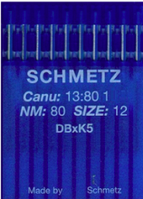 Иглы DBхК5 №80 для вышивальных пром шв машин SCHMETZ Германия наб=10игл