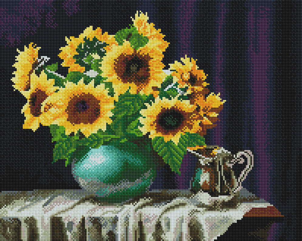 Набір алмазної вишивки Брашмі Натюрморт з соняшниками (GF4796) 40 х 50 см (На підрамнику), фото 1