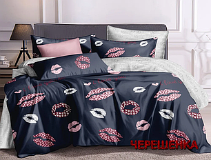 Тканина для постільної білизни 220 см на метраж Бязь "Gold" Lux GL1611A темно-синя з губками, фото 1