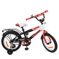 Велосипед дитячий PROF1 14д. G1455 (1шт) Inspirer,чорно-білий-червоно(мат),дзвінок,дод. к