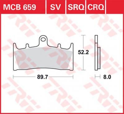 Гальмівні колодки мото TRW-LUCAS передні MCB659SV для мотоцикла Kawasaki Ninja , ZX-6R , ZX - 9R , ZX-7R