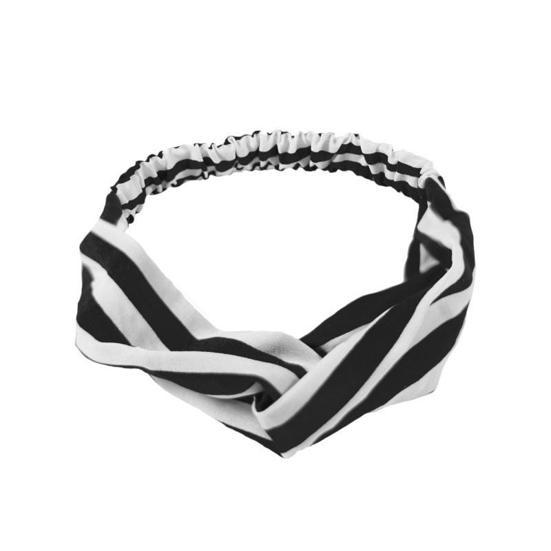 Пов'язка для фіксації волосся Lesko 1001 Смугаста чорна на гумці чалма дівчатам шт., фото 1