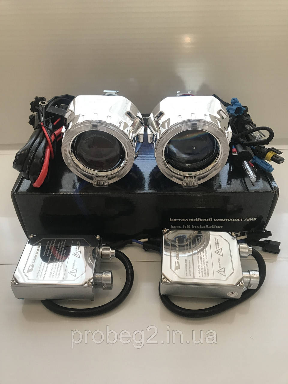 Бі лінзи Infolight Ultimate 2,5 дюйма з ангельськими очками та ксенон h1 5000 standart ballast