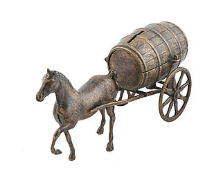 Кінь із бочкою скарбничка латунна Stilars 130547