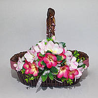 Великодній Декор для Великого кошика "Франжіпані" стрічка з квітами  20*35см.