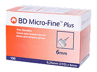 Голки для шприц-ручок BD Micro-Fine Plus 6 мм, 100 шт.