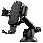 Автомобільний держак з бездротовою зарядкою Baseus Metal Wireless Charger Gravity Car Mount Black(Креплені, фото 3