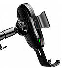 Автомобільний держак з бездротовою зарядкою Baseus Metal Wireless Charger Gravity Car Mount Black(Креплені, фото 6