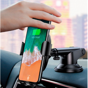 Автомобільний держак з бездротовою зарядкою Baseus Metal Wireless Charger Gravity Car Mount Black(Креплені