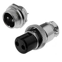 Штекер GX16-2pin тато + мама, гніздо + штекер