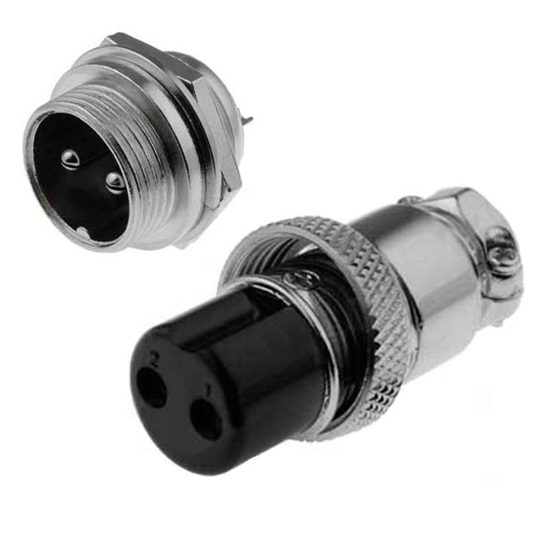 Штекер GX16-2pin тато + мама, гніздо + штекер