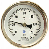 Термометр биметаллический осевой 0+120