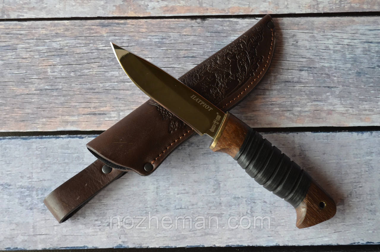 Ніж мисливський ручної роботи Патріот, для важких робіт, з шкіряним чохлом в комплекті, фото 1